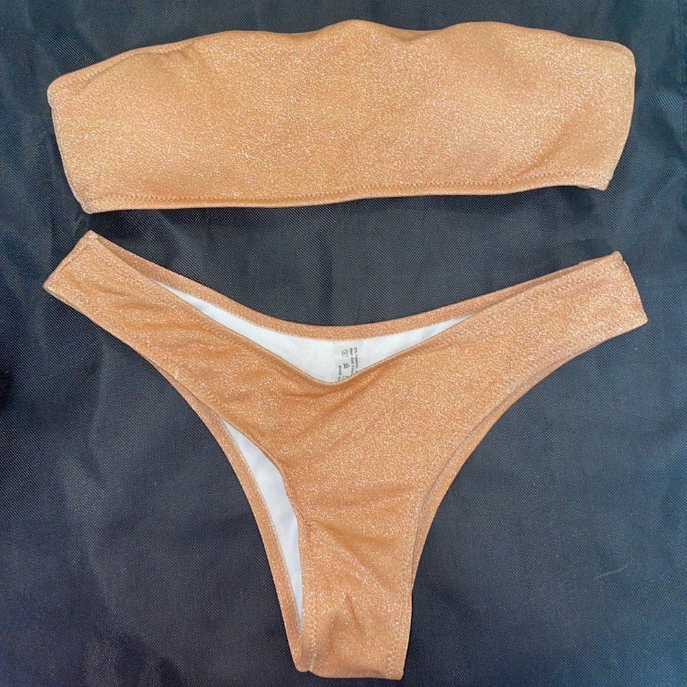Shimmery Bandeau Bikini- SMALL